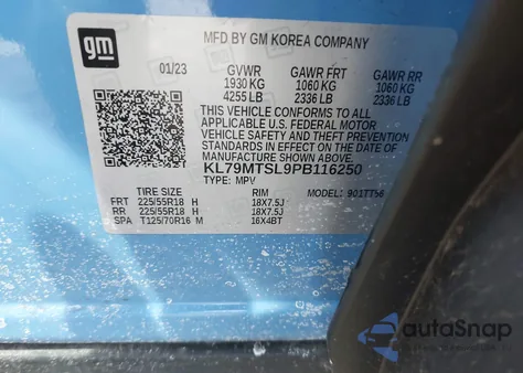 2023 Chevrolet Trailblazer Fwd Rs из США, поврежденный, VIN KL79MTSL9PB116250